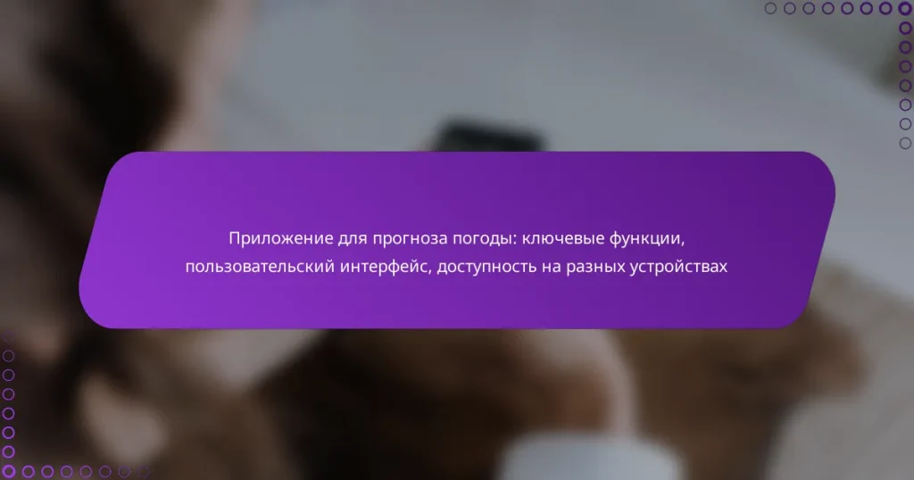 Приложение для прогноза погоды: ключевые функции, пользовательский интерфейс, доступность на разных устройствах