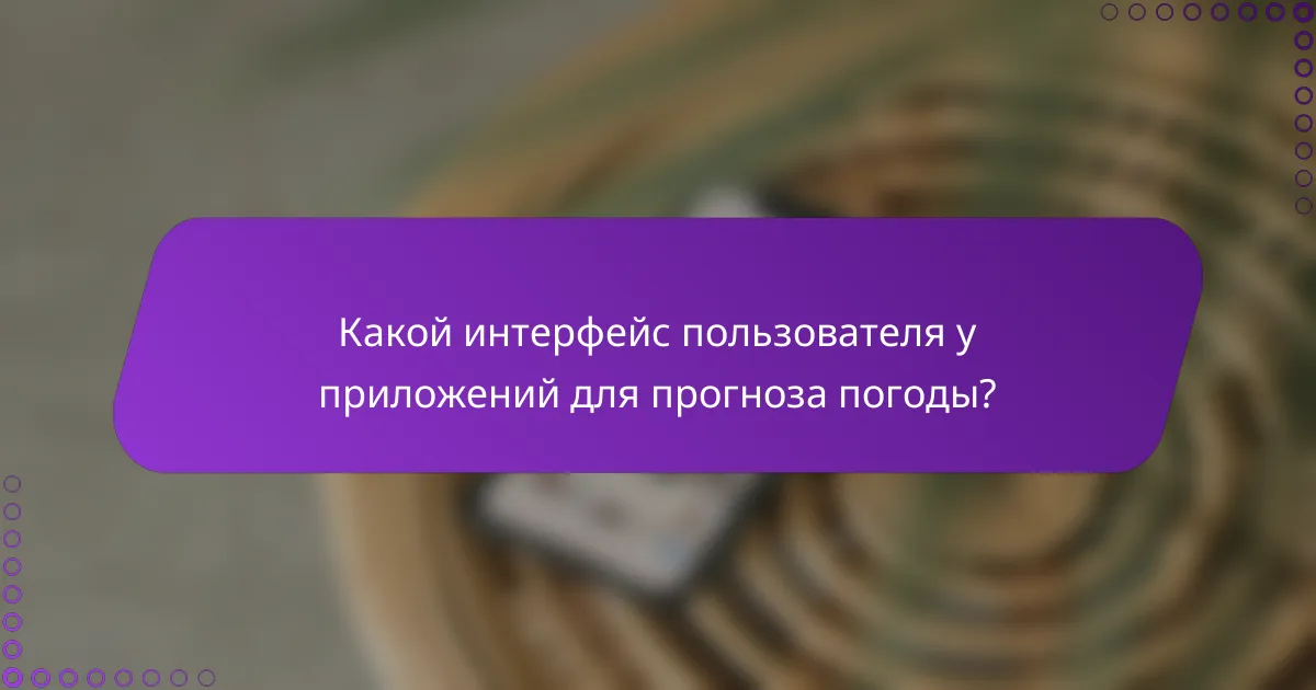 Какой интерфейс пользователя у приложений для прогноза погоды?